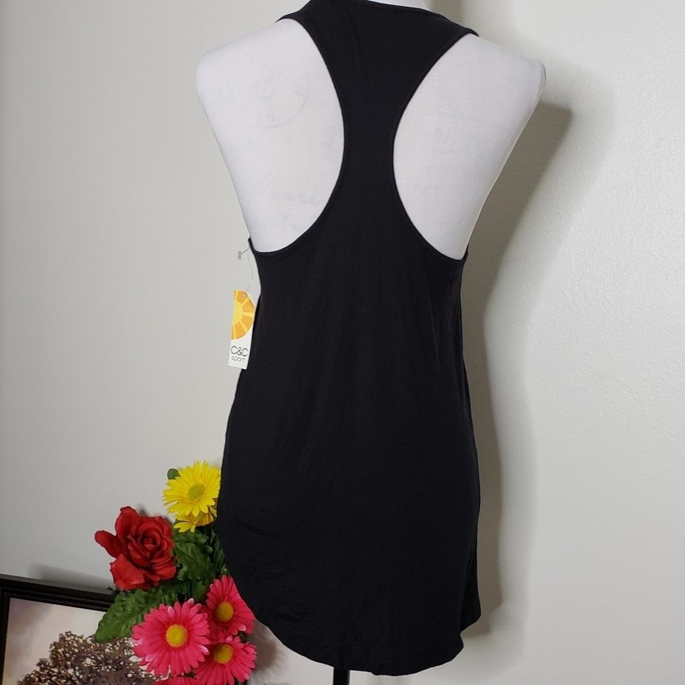C&C Sport Racerback Long Semi Sheer Top Performance Wear Athleisure Fall Workout - Picture 7 of 11